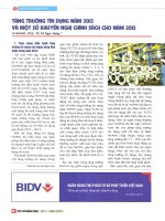 Tăng trưởng tín dụng năm 2012 và một số khuyến nghị chính sách cho năm 2013 