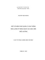 Một số biện pháp quản lý hoạt động rèn luyện kỹ năng nghề của sinh viên điểu dưỡng tại trường cao đắng y tế hà tình 