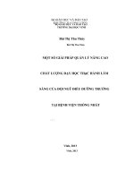 iải pháp quản lý nâng cao chất lượng dạy học thực hành lâm sàng của đội ngũ Diều dưỡng trưởng tại BV Thống Nhất