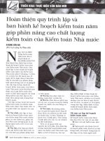 Hoàn thiện quy trình lập và ban hành kế hoạch kiểm toán năm góp phần nâng cao chất lượng kiểm toán của kiểm toán nhà nước 