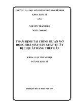 thẩm định tài chính dự án mở rộng nhà máy sản xuất thiết bị chịu áp bằng thép hàn 