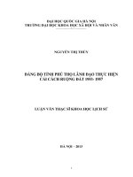 Đảng bộ tỉnh phú thọ lãnh đạo thực hiện cải cách ruộng đất 1953 1957 