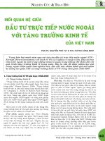 Mối quan hệ giữa đầu tư trực tiếp nước ngoài với tăng trưởng kinh tế của việt nam 
