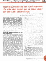 Tác động của chính sách tiền tệ đến hoạt động của ngân hàng thương mại và doanh nghiệp việt nam và một số khuyến nghị 