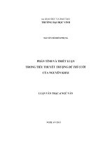 Phản tỉnh và triết luận trong tiếu thuyết thượng đế thì cười của ngĩiyễn khải 
