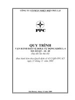 QUY TRÌNH VẬN HÀNH BẢO VỆ RƠLE TỰ ĐỘNG KHỐI 3, 4 MÃ SỐ QT  10  05