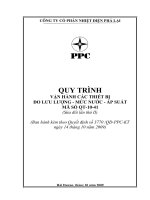 VẬN HÀNH CÁC THIẾT BỊ  ĐO LƯU LƯỢNG  MỨC NƯỚC  ÁP SUẤT