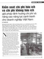 Kiểm soát chi phí hữu ích và chi phí không hữu ích giải pháp định hướng chi phí và nâng cao năng lực cạnh tranh cho doanh nghiệp việt nam 