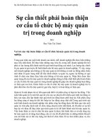 Sự cần thiết phải hoàn thiện cơ cấu tổ chức bộ máy quản trị trong doanh nghiệp