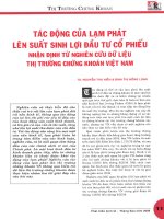 Tác động của lạm phát lên suất sinh lợi đầu tư cổ phiếu nhận định từ nghiên cứu dữ liệu thị trường chứng khoán việt nam 
