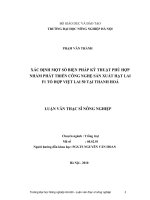 XÁC ĐỊNH một số BIỆN PHÁP kỹ THUẬT PHÙ hợp NHẰM PHÁT TRIỂN CÔNG NGHỆ sản XUẤT hạt LAI f1 tổ hợp VIỆT LAI 50 tại THANH HOÁ 
