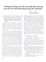 Những tác động chủ yếu của hiệp định thương mại đối với xuất khẩu hàng nông sản việt nam 