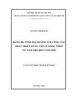đảng bộ tỉnh hải dương với công tác phát triển đảng viên ở nông thôn tu nam 2001 den nam 2010  