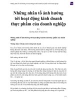 Những nhân tố ảnh hưởng tới hoạt động kinh doanh thực phẩm của doanh nghiệp 