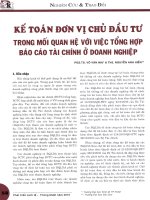Kế toán đơn vị chủ đầu tư trong mối quan hệ với việc tổng hợp báo cáo tài chính ở doanh nghiệp 