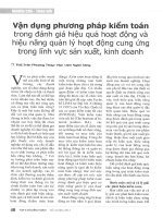Vận dụng phương pháp kiểm toán trong đánh giá hiệu quả hoạt động và hiệu năng quản lý hoạt động cung ứng trong lĩnh vực sản xuất, kinh doanh 