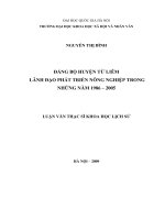 Đảng bộ huyện từ liêm hà nội lãnh đạo phát triển nông nghiệp trong nam 1986 2005 