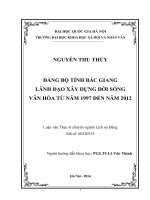 Đảng bộ tỉnh bắc giang lãnh đạo xây dựng đời sống văn hóa từ nam 1997 den nam 2012 