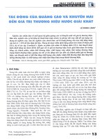 Tác động của quảng cáo và khuyến mãi đến giá trị thương hiệu nước giải khát 