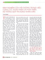 Kinh nghiệm của hải dương trong việc củng cố, hoàn thiện và phát triển hệ thống quỹ tín dụng nhân dân 