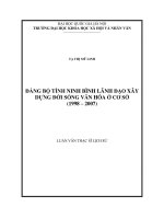 Đảng bộ tỉnh ninh bình lãnh đạo xây dựng đời sống văn hóa ở cơ sở 1998 2007 