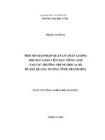 Một sổ giải pháp quản lý cliẩt lượng đội ngũ giáo viên dạy tiếng anh tại các trường THCS huyện quảng xương, tỉnh thanh hóa 