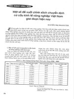 Một số đề xuất chính sách chuyển dịch cơ cấu kinh tế nông nghiệp việt nam giai đoạn hiện nay 