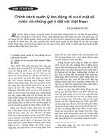 Chính sách quản lý lao động di cư ở một số nước và những gợi ý đối với việt nam 