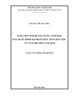 đảng bộ tỉnh quảng ngãi lãnh đạo xây dựng khối đâị đoàn kết dân tộc  tu nam 2001 den nam 2010 