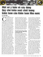 Một số ý kiến về xây dựng quy chế kiểm soát chất lượng kiểm toán của kiểm toán nhà nước 