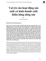 Vai trò của hoạt động sản xuất và kinh doanh xuất khẩu hàng nông sản 