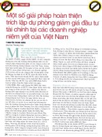 Một số giải pháp hoàn thiện trích lập dự phòng giảm giá đầu tư tài chính tại các doanh nghiệp niêm yết của việt nam 