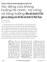 Tác động của khủng hoảng tài chính, nợ công và tăng trưởng đến nền kinh tế thế giới và những vấn đề đối với kinh tế việt nam 