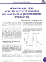 Từ mô hình định lượng, nhận diện các yếu tố ảnh hưởng đến năng suất lao động nông nghiệp ở tỉnh bến tre 
