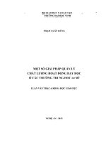 Một so giải pháp quản lý chất lượng hoạt động dạy học ở các trường trung học cơ sở huyện nghi xuân, tỉnh hà tĩnh 