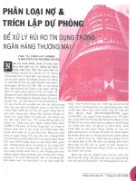 Phân loại nợ và trích lập dự phòng để xử lý rủi ro tín dụng trong ngân hàng thương mại 