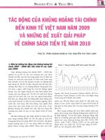 Tác động của khủng hoảng tài chính đến kinh tế việt nam năm 2009 và những đề xuất giải pháp về chính sách tiền tệ năm 2010 