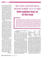 Quỹ bảo lãnh tín dụng doanh nghiệp vừa và nhỏ   kinh nghiệm thực tế từ đài loan 