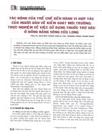 Tác động của thể chế đến hành vi hợp tác của người dân về kiểm soát môi trường thực nghiệm về việc sử dụng thuốc trừ sâu ở đồng bằng sông cửu long 