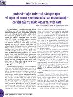 Khảo sát việc tuân thủ các quy định về định giá chuyển nhượng của các doanh nghiệp có vốn đầu tư nước ngoài tại việt nam 