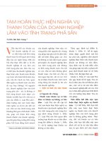 Tạm hoãn thực hiện nghĩa vụ thanh toán của doanh nghiệp lâm vào tình trạng phá sản 