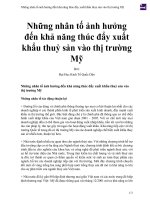 Những nhân tố ảnh hưởng đến khả năng thúc đẩy xuất khẩu thuỷ sản vào thị trường mỹ 