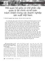 Mối quan hệ giữa cơ chế phân cấp quản lý tài chính và kế toán trách nhiệm trong các doanh nghiệp sản xuất việt nam 