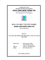 XÂY DỰNG HỆ THỐNG HỖ TRỢ NHẬP VÀ TRA CỨU SÁCH THƯ VIỆN