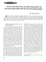 Vai trò của nhà máy lọc dầu dung quất với quá trình phát triển kinh tế của tỉnh quảng ngãi 