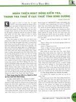 Hoàn thiện hoạt động kiểm tra, thanh tra thuế ở cục thuế tỉnh bình dương 