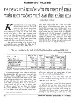 Đa dạng hóa nguồn vốn tín dụng để phát triển nuôi trồng thủy sản tỉnh khánh hòa 