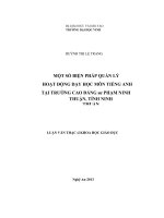 Một số biện pháp quản lý hoạt động dạy học môn tiếng anh tại trường cao đăng sư phạm ninh thuận, tỉnh ninh thuận 