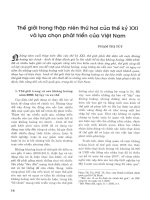 Thế giới trong thập niên thứ hai của thế kỷ XXI và lựa chọn phát triển của việt nam 