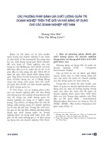 Các phương pháp đánh giá chất lượng quản trị doanh nghiệp trên thế giới và khả năng áp dụng cho các doanh nghiệp việt nam 